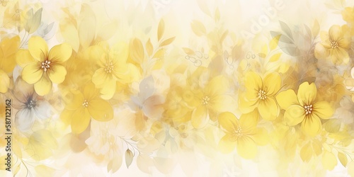 Watercolor yellow floral background Generative Art