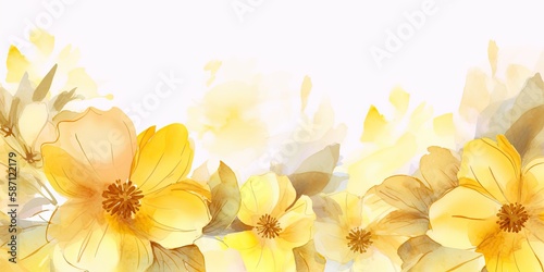 Watercolor yellow floral background Generative Art
