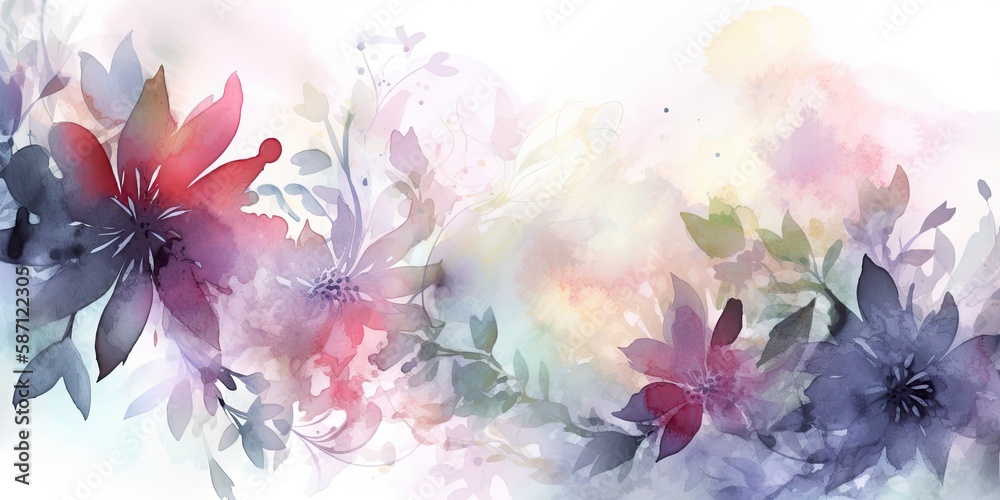 Watercolor Floral background Generative Art