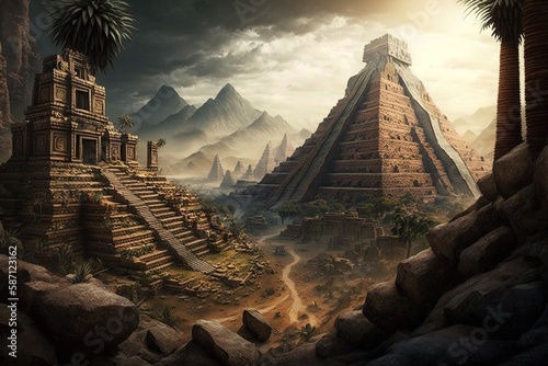 Awe-Inspiring Immensity in the Valley of the Ancient Aztecs Generative AI