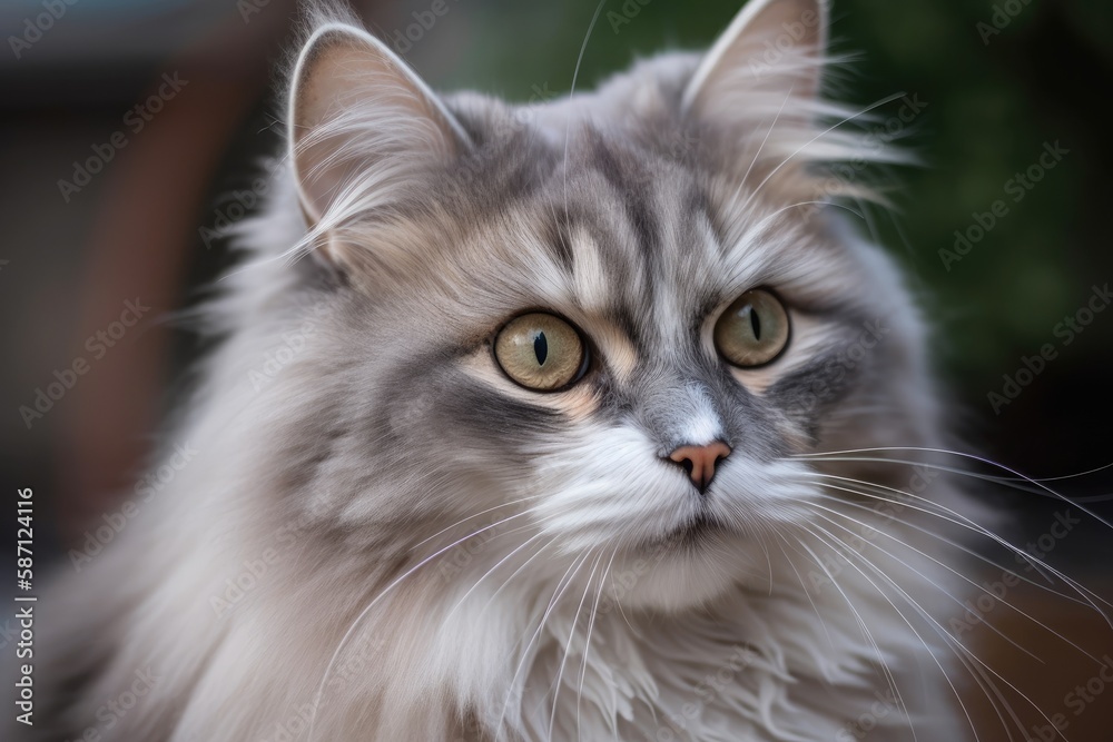 grey cat kitty white eyes pink nose. Generative AI