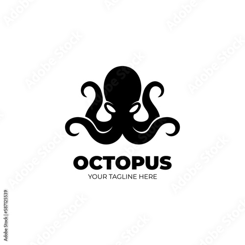 simple flat octopus logo design