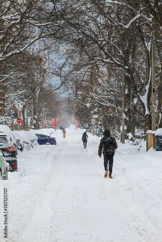 Toronto street covered in snow after winter storm