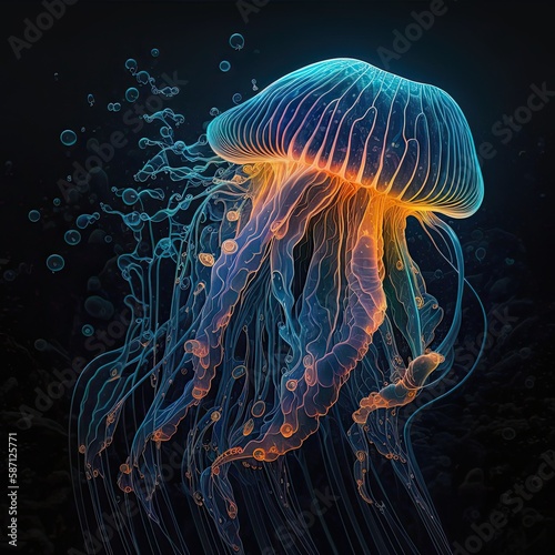 Glowing in the Dark: A Surreal Jellyfish-inspired Image. Generative Ai © Creative_Captain