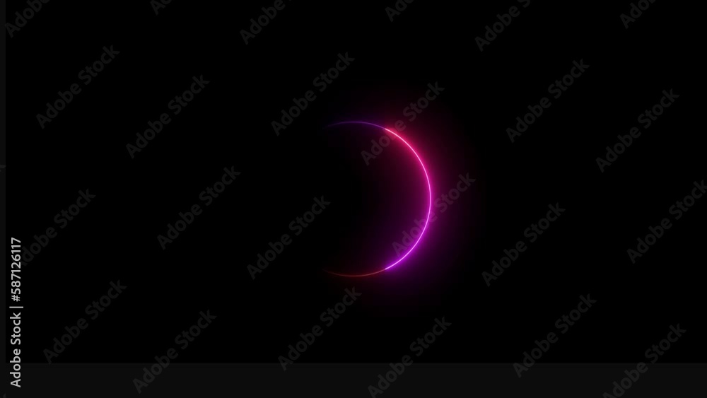 Bright neon light circle moving background animation. Bright neon light circle moving background animation.