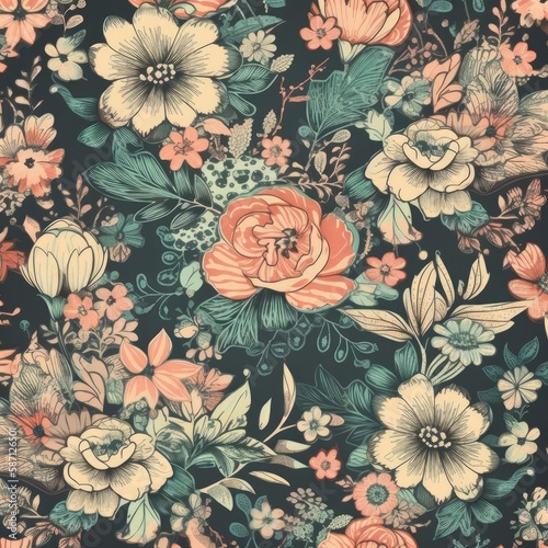 Vintage Floral Pattern Generative Ai