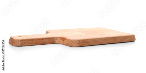 Clean wooden cutting board isolated on white background