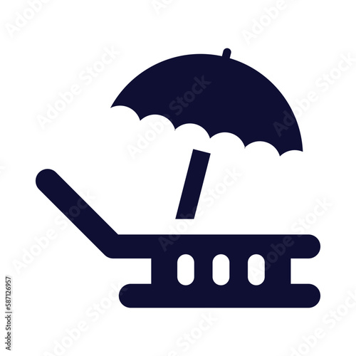 umbrella, bed, beach bed, summer icon