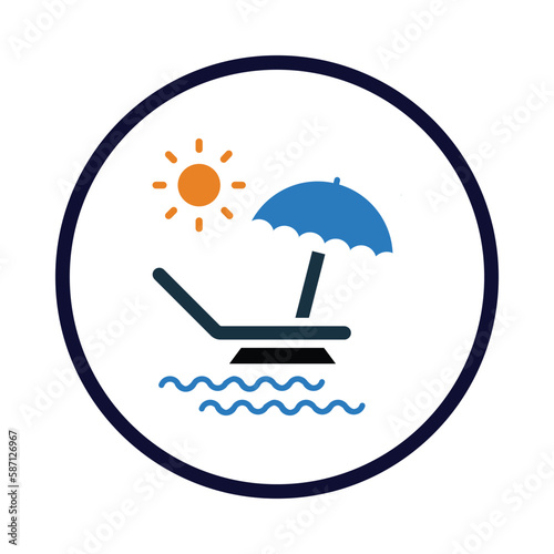 sun, umbrella, beach, beach bed, summer day icon