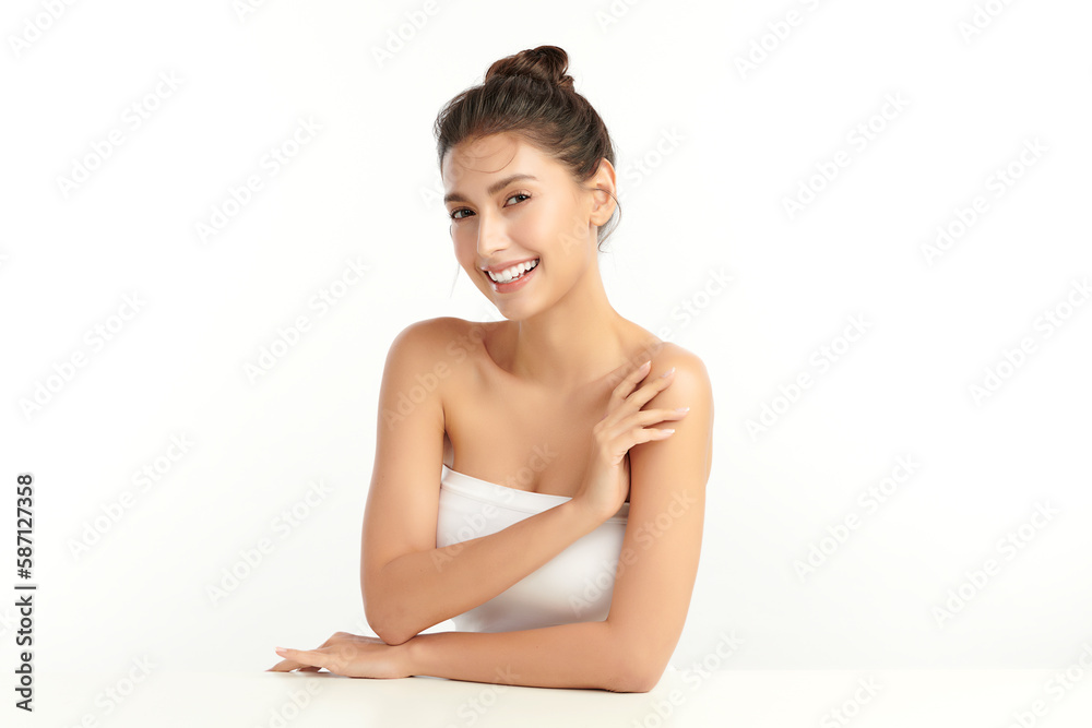 Beautiful young asian woman with clean fresh skin on white background, Face care, Facial treatment, Cosmetology, beauty and spa, Asian women portrait. Beautiful young asian woman with clean fresh skin on white background, Face care, Facial treatment, Cosmetology, beauty and spa, Asian women portrait.