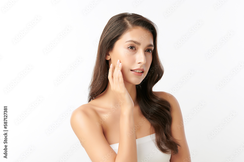 Beautiful young asian woman with clean fresh skin on white background, Face care, Facial treatment, Cosmetology, beauty and spa, Asian women portrait. Beautiful young asian woman with clean fresh skin on white background, Face care, Facial treatment, Cosmetology, beauty and spa, Asian women portrait.