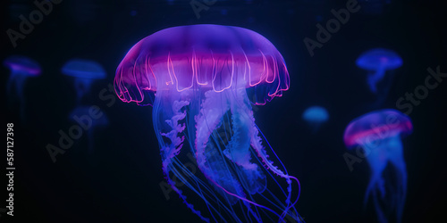 Amazing photography of a neon and fluorescent jellyfish © Fernando