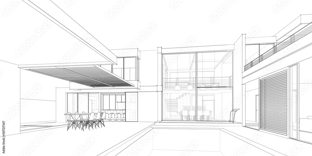Fototapeta premium 3d rendering of a modern building
