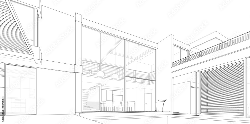 Fototapeta premium 3d rendering of a modern building