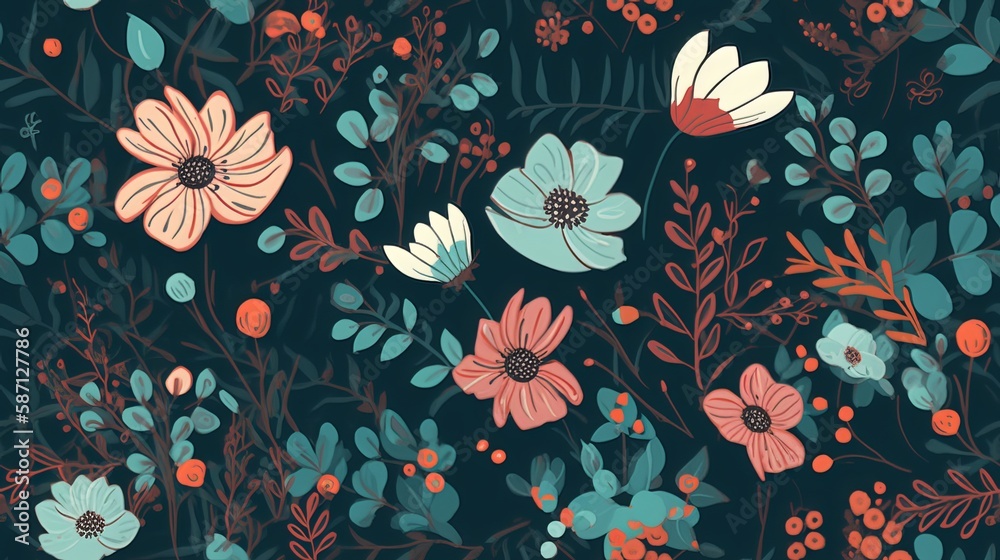 Seamless Floral Pattern with Dainty Flowers and Bold Blossoms 