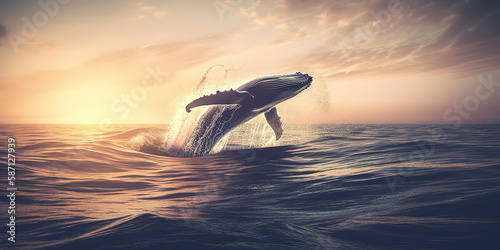 whale jump over water wildlife photography. © Fernando