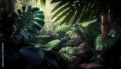 Jungle close-up  beautiful green background