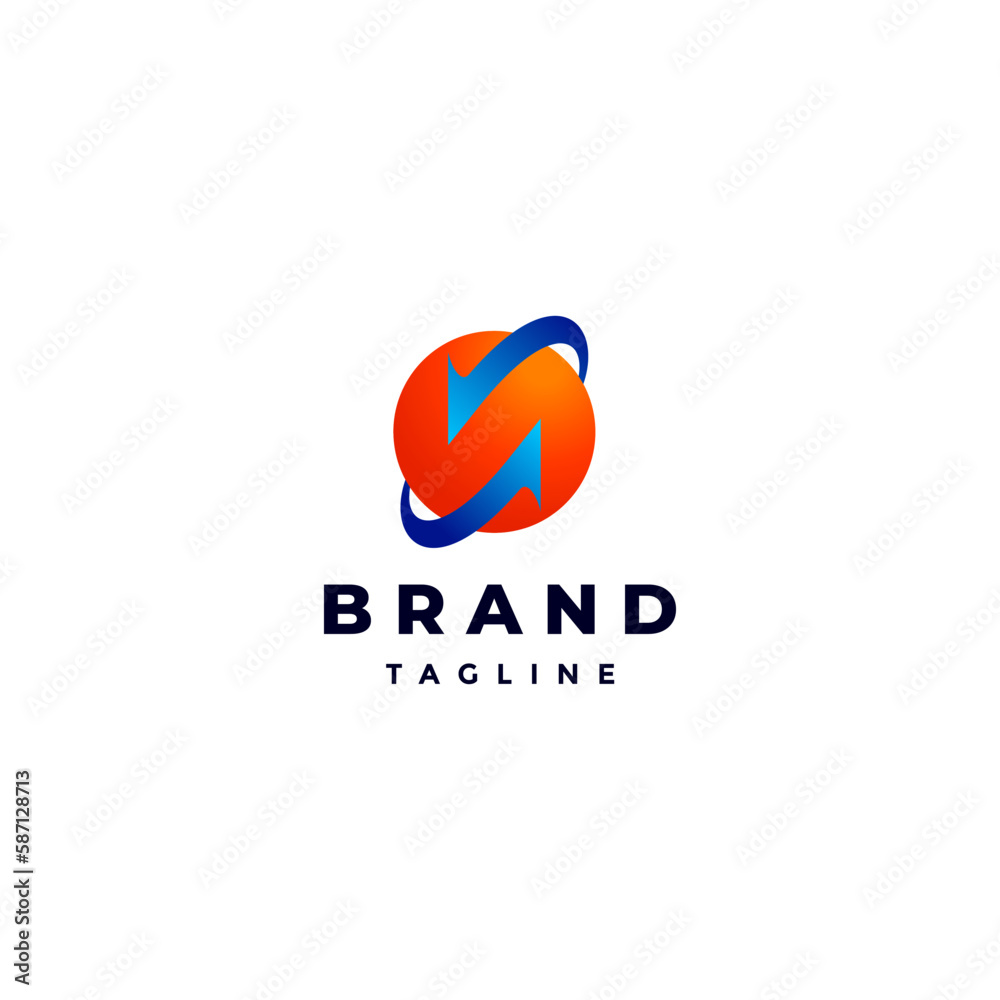 Two Arrows Around the Circle Logo Design. Circle Symbol and Two Arrows Icon Logo Design. Two Arrows Around the Circle Logo Design. Circle Symbol and Two Arrows Icon Logo Design.