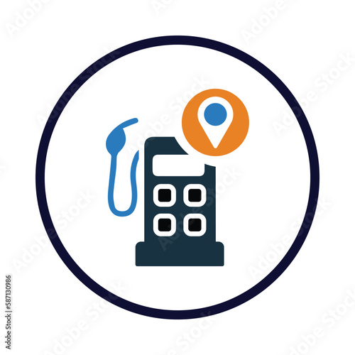 location, pin, gas station, petrol station, fuel station location icon