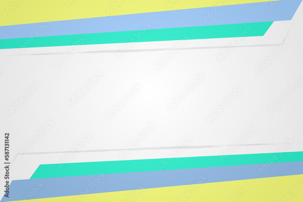 white gradient background with wave frame yellow, blue, green, and grey lines for presentation template, business banner, backdrop (flat design)