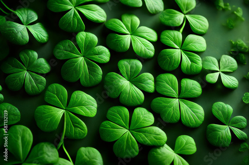 many green clover leaves are arranged in a circle - Generative AI