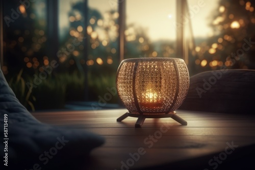 Lamp for rest and relaxation outdoors. AI generated, human enhanced