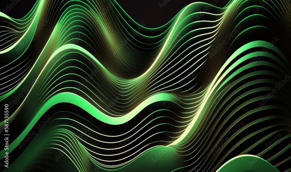 Wavy abstract green background. generative ai Wavy abstract green background. generative ai