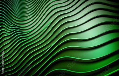 Wavy abstract green background. generative ai