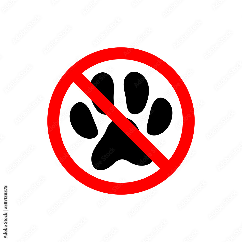 it is not allowed to bring a pet here sign illustration. Animal track simbol on white background..eps it is not allowed to bring a pet here sign illustration. Animal track simbol on white background..eps
