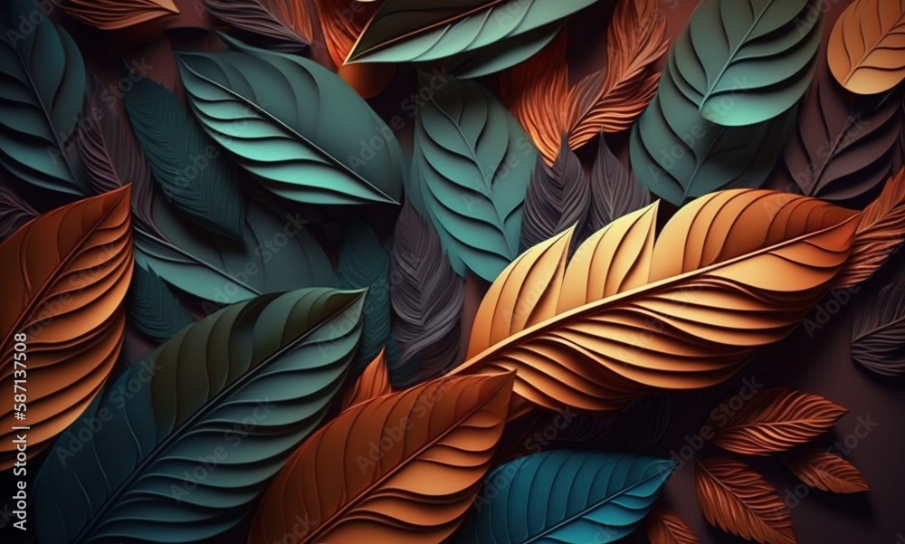 colorful leaves abstract background. Generative AI colorful leaves abstract background. Generative AI