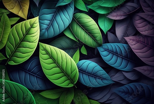 colorful leaves abstract background. Generative AI