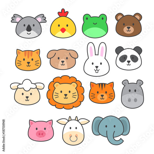 Animal head element vector illustration set