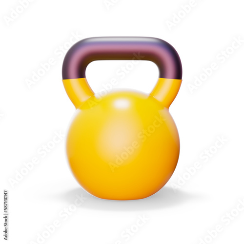Kettlebell with orange coating isolated on white 3D render