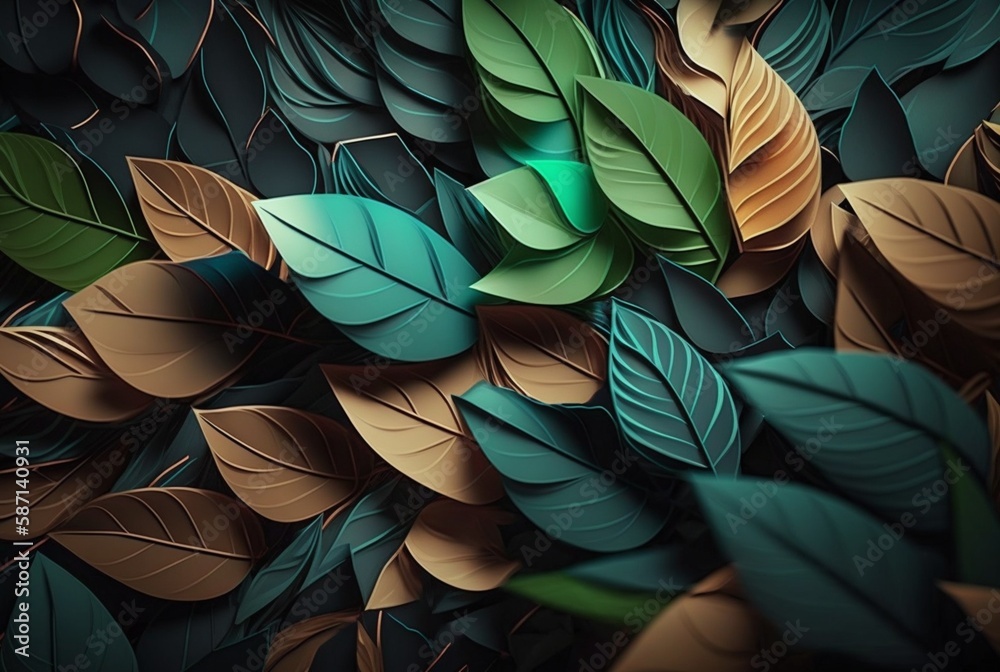 colorful leaves abstract background. Generative AI colorful leaves abstract background. Generative AI