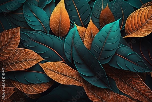 colorful leaves abstract background. Generative AI