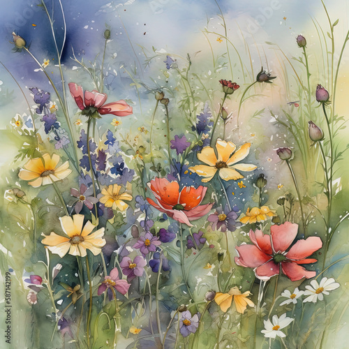 Wildflower Meadow watercolor 