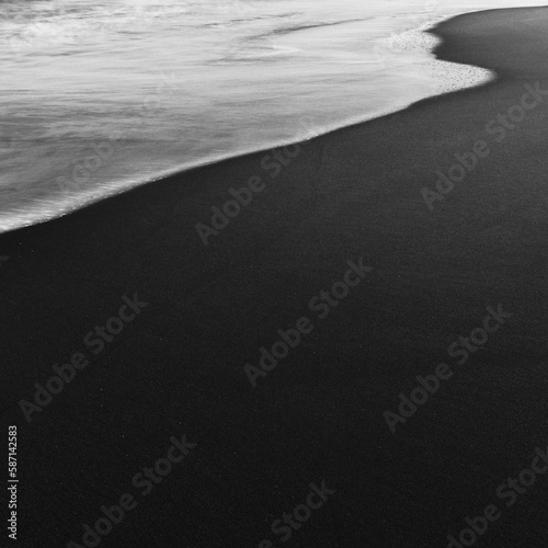 Long exposure shot of wave crashing on the shore, Kanagawa Prefecture, Japan