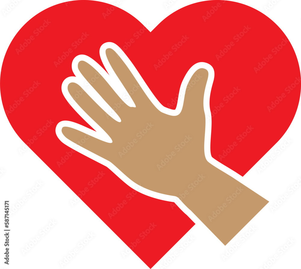 Fototapeta premium Hands in Red heart Icon