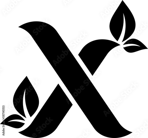 letter x eco concept includes leaves icon