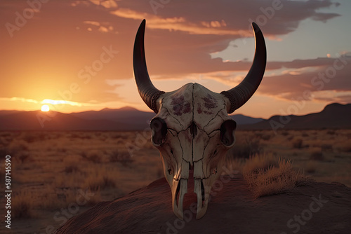 skull in the desert- made with generative ai