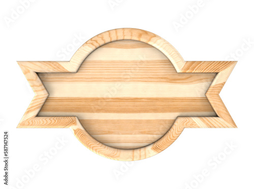 Round wooden banner with spikes