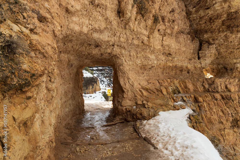 First tunnel on the Bright Angel Trail at Grand Canyon National Park, Arizona, USA