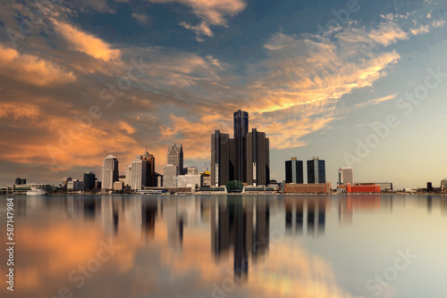 the city of Detroit skyline