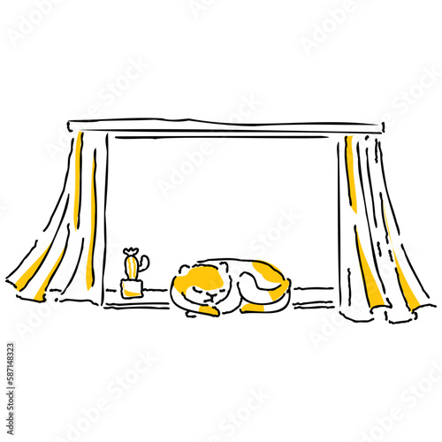 Cat twotone background illustration