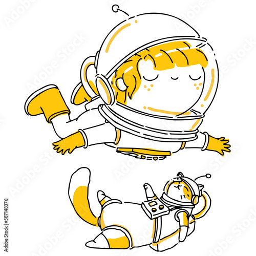 Woman twotone background illustration