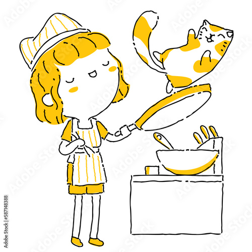 Woman twotone background illustration