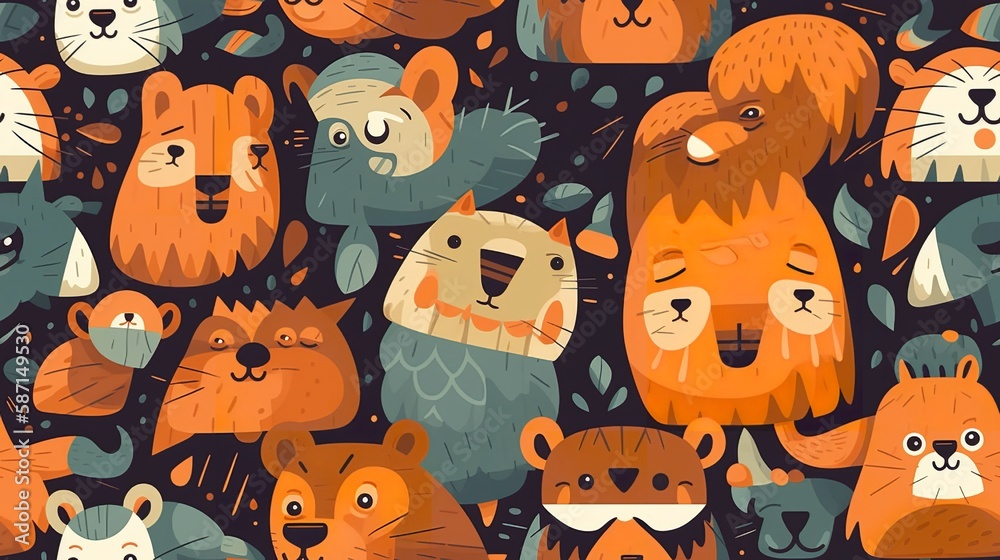 Cartoon Animals Pattern Cartoon Animals Pattern
