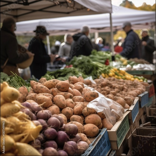 farmers market displaying locally grown and sustainable goods, farm fresh, farm to table, ai generated