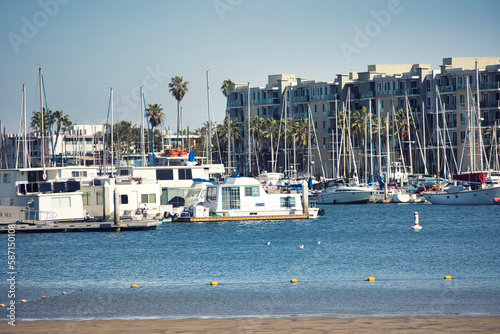 boats on the beach in Venice Beach, CA