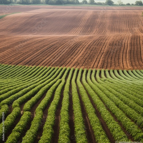 beautiful farms showin neatly in rows, organized and blooming, ai generated